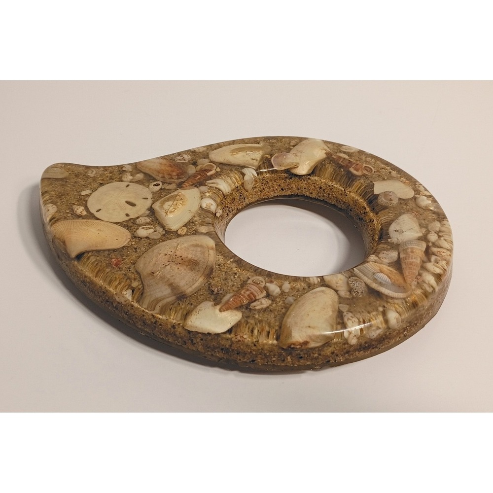 Vintage Design Gifts Sand Shell‎ Beach Lucite Acrylic Resin Hot Plate Trivet
